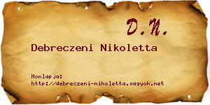 Debreczeni Nikoletta névjegykártya
